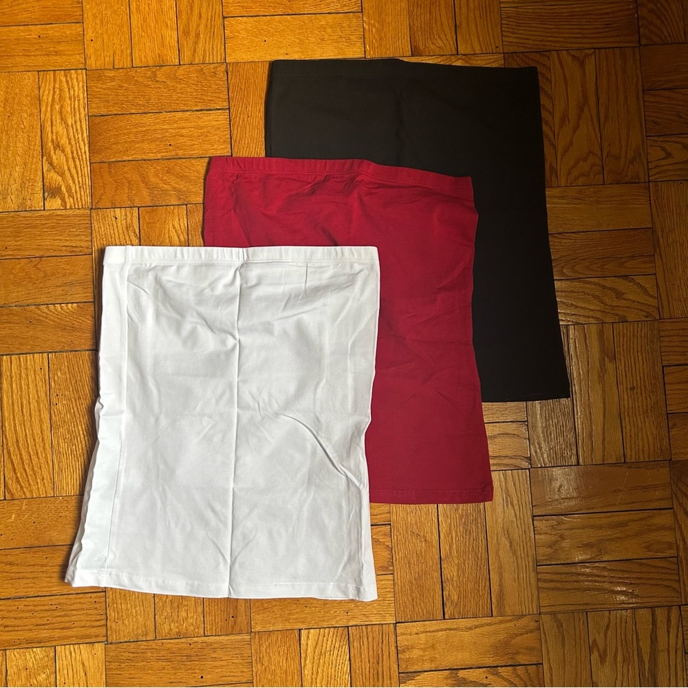 Set of Three Tube Tops - Black, Red, and White